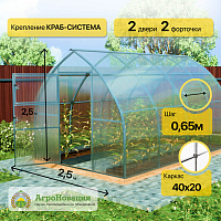 Теплица «Заря Капелька Усиленная 2,5м», шаг 0,65