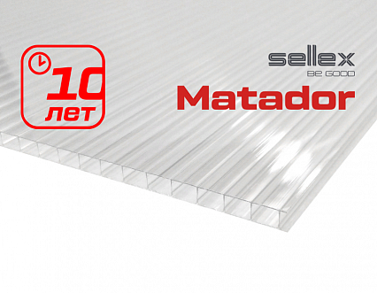 Сотовый поликарбонат &laquo;Sellex Matador&raquo;, 6 мм, прозрачный
